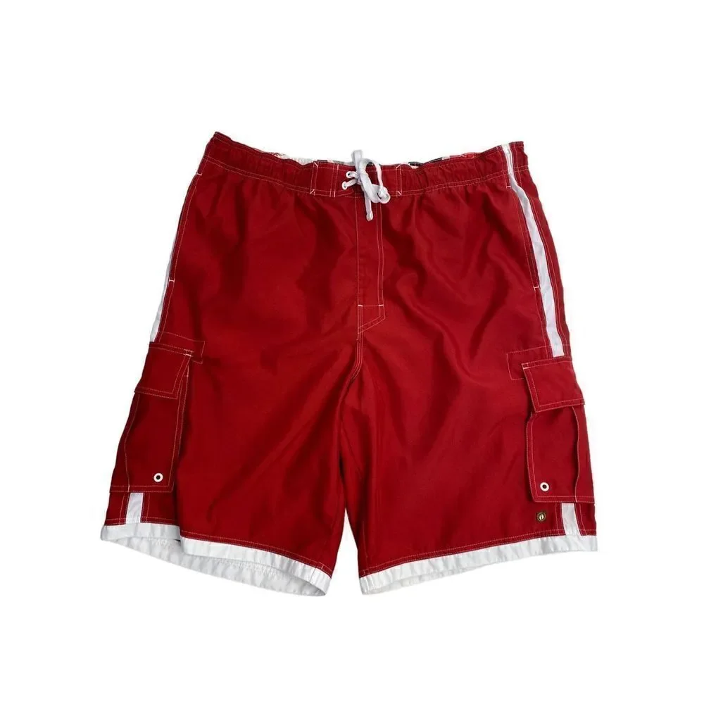 Hang Ten Men's Drawstring 5-pocket Quick-dry Boardshort Red XL